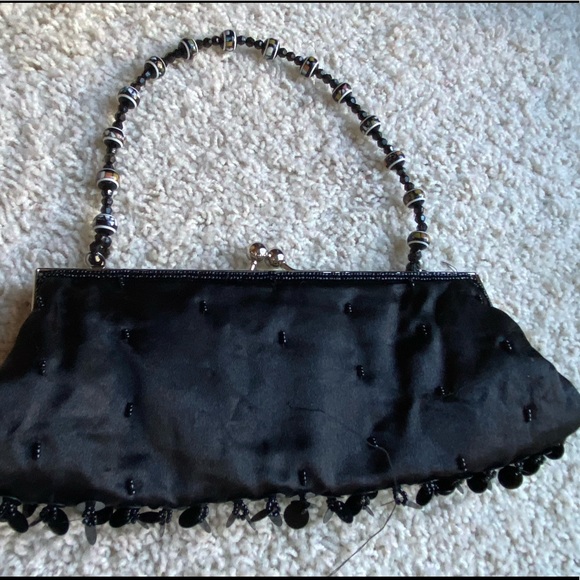 Black Beaded Evening Handbag - Picture 3 of 7
